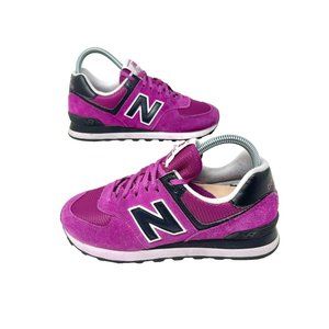 New Balance 574 Jewel Black Pink Purple Sneaker Shoes Womens Sz 8